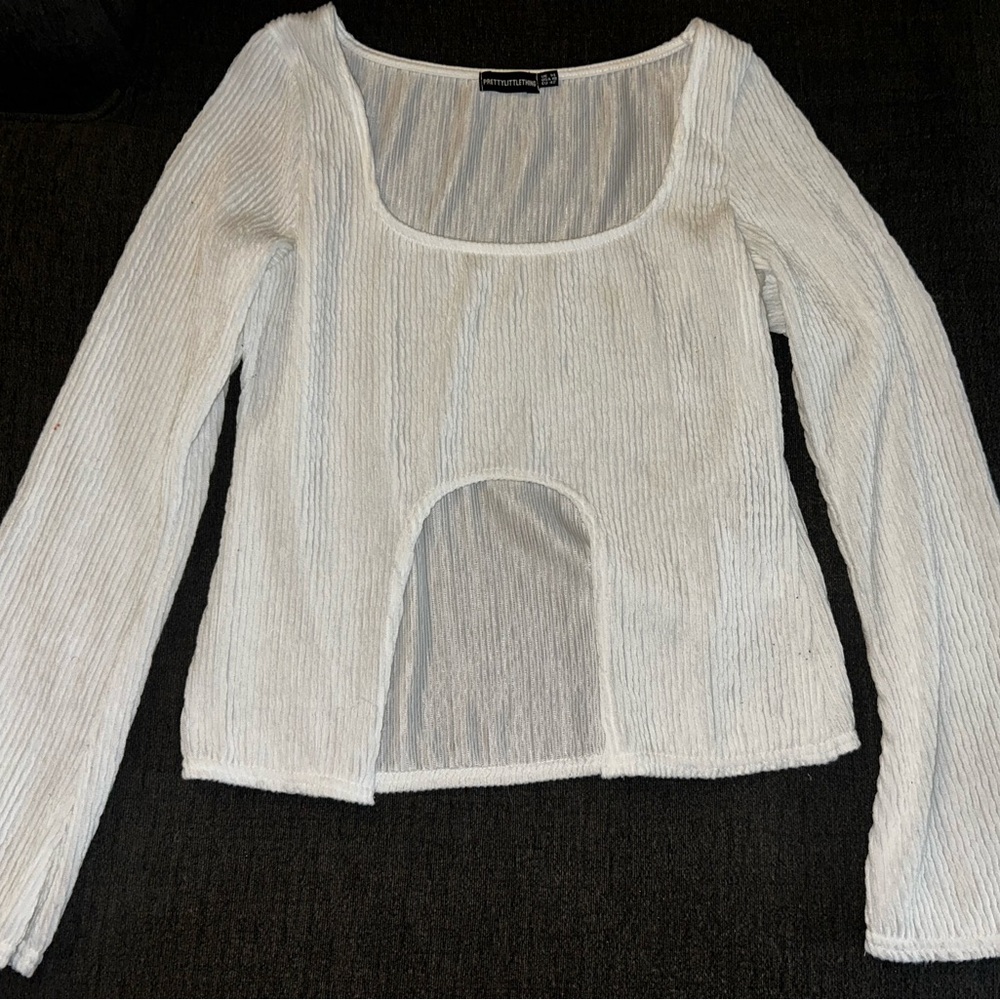 PrettyLittleThing White Textured Top